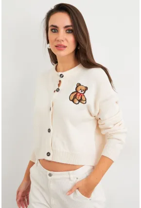 Kadın Ekru Ayıcıklı Hırka TEM99