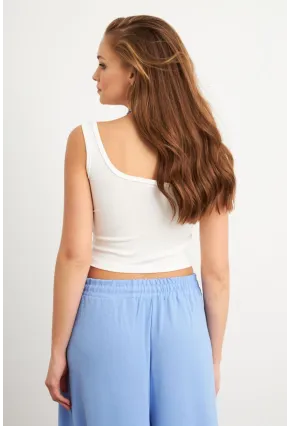 Kadın Ekru Basic Crop Atlet TOP06