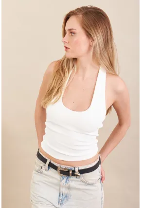 Kadın Ekru Boyun Askılı Bluz ZH171