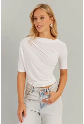 Kadın Ekru Büzgülü Bluz YZ623