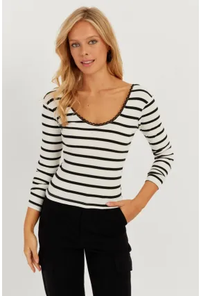 Kadın Ekru Dantel Ve Düğme Detaylı Bluz PP5363