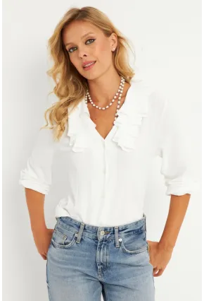 Kadın Ekru Fırfırlı Gömlek RLO19