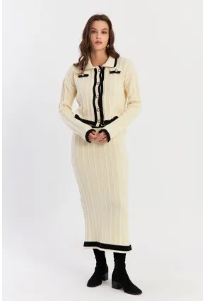 Kadın Ekru İkili Alt Üst Triko Takım NUV34