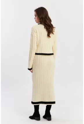 Kadın Ekru İkili Alt Üst Triko Takım NUV34