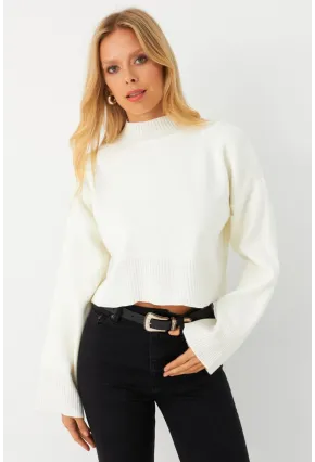 Kadın Ekru Kısa Kazak MYİL559