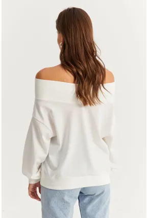 Kadın Ekru Kısa Sweatshirt TF16