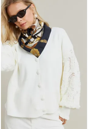 Kadın Ekru Kolları Örme Hırka MSE800