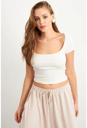 Kadın Ekru Kontrast Dikişli Bluz RX451