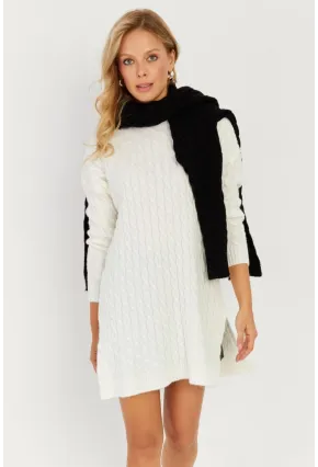 Kadın Ekru Saç Örgülü Triko Tunik KZ2505
