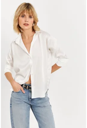 Kadın Ekru Saten Gömlek ELT8051