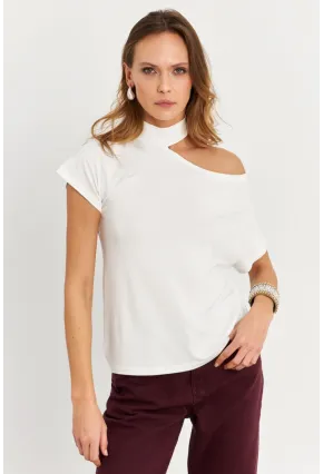 Kadın Ekru Tek Omuz Açık Bluz LPP1300