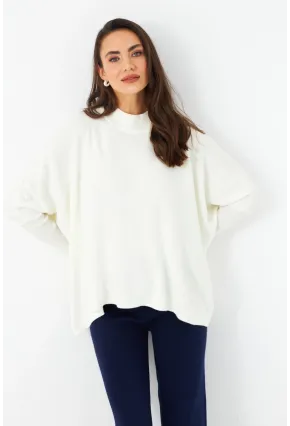 Kadın Ekru Yırtmaçlı Triko Bluz MSMT2262