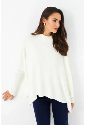 Kadın Ekru Yırtmaçlı Triko Bluz MSMT2262