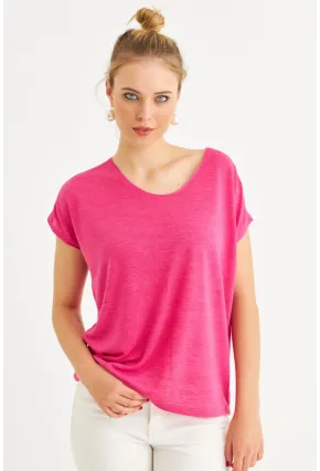 Kadın Fuşya Basic Bluz AYD410