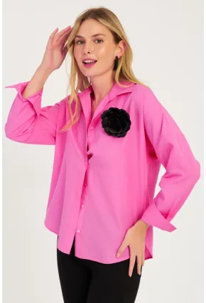 Kadın Fuşya Gül Aksesuarlı Gömlek SF2540