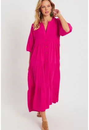 Kadın Fuşya Salaş Midi Elbise MQ982