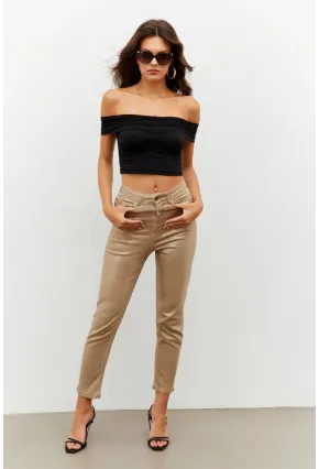 Kadın Gold Rengi Parlak Denim Pantolon NWC250