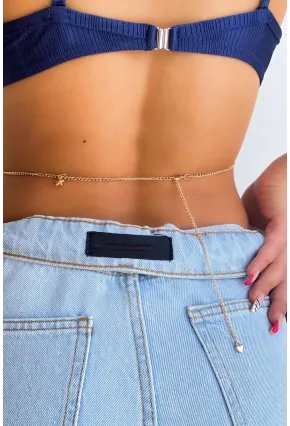 Kadın Gold Rengi Yıldız Detaylı Bel Zinciri BE652