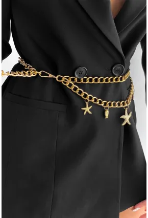 Kadın Gold Rengi Yıldız Zincir Kemer BE653