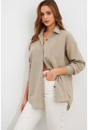 Kadın Gri Gömlek Q1100