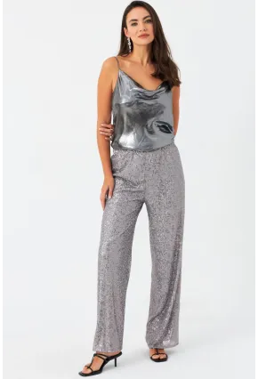 Kadın Gri Payetli Pantolon SHR8