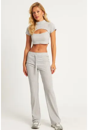 Kadın Gri Pencereli Takım XL2017