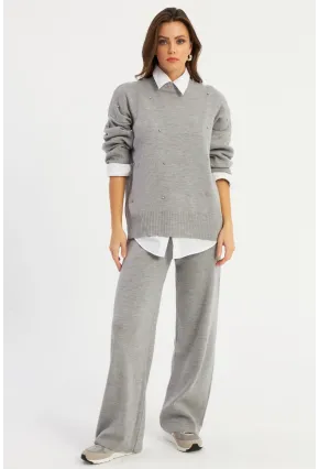 Kadın Gri Taşlı Alt Üst Takım MYİL10