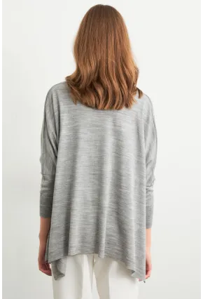 Kadın Gri V Yaka Salaş Bluz YV304