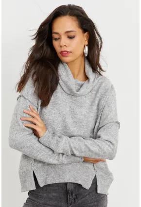 Kadın Gri Yumoş Sweatshirt İZ87