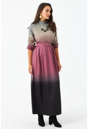 Kadın Gül Kurusu Kemerli Maxi Elbise MHAD4974