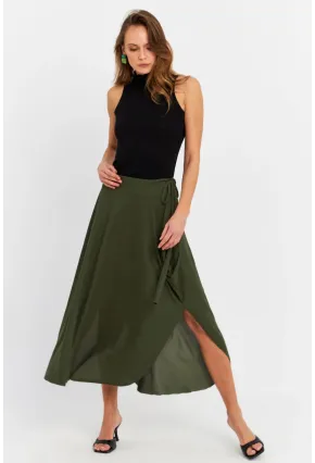 Kadın Haki Asimetrik Etek LV52