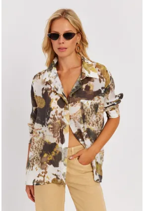 Kadın Haki Dokuma Gömlek KED150