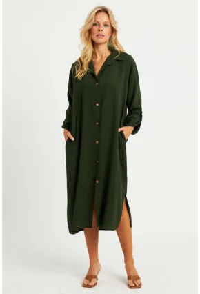 Kadın Haki Gömlek Elbise LV178