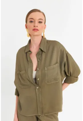 Kadın Haki Tensel Gömlek SUN202