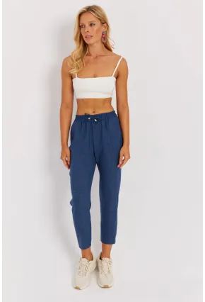 Kadın İndigo Beli Lastikli Pantolon GÇ161