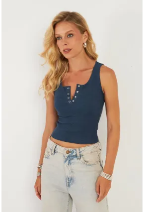 Kadın İndigo Patlı Kaşkorse Bluz MK02