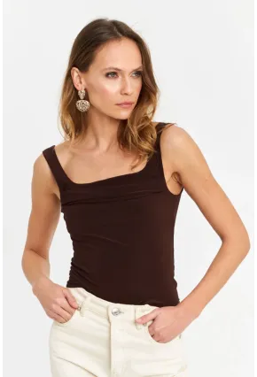 Kadın Kahve Degaje Yaka Askılı Atlet GÇ199