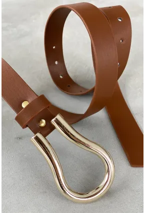 Kadın Kahve Oval Tokalı Kemer BE606