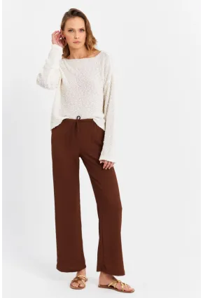Kadın Kahverengi Beli Lastikli Palazzo Pantolon ATS80745