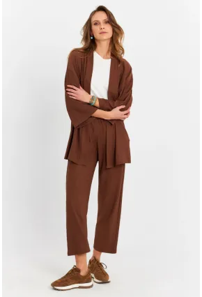 Kadın Kahverengi Bürümcük Alt-Üst Pantolon Takım MRU6728