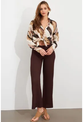 Kadın Kahverengi Gofre Pantolon ZH326