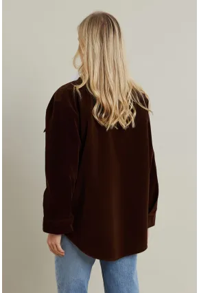 Kadın Kahverengi Kadife Gömlek MCAR1074