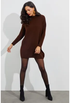 Kadın Kahverengi Triko Tunik YV110