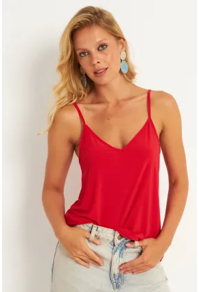 Kadın Kırmızı Askılı Bluz AYD269