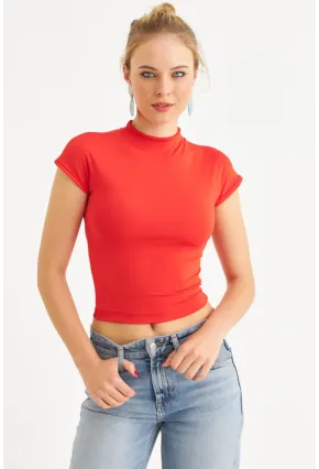 Kadın Kırmızı Dalgıç Bluz EY2564