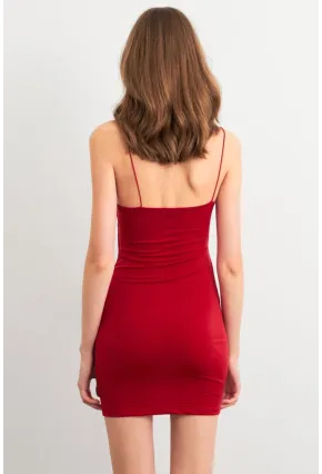 Kadın Kırmızı Desenli Maxi Elbise MEN2059