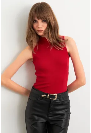 Kadın Kırmızı Kolsuz Bluz GA102