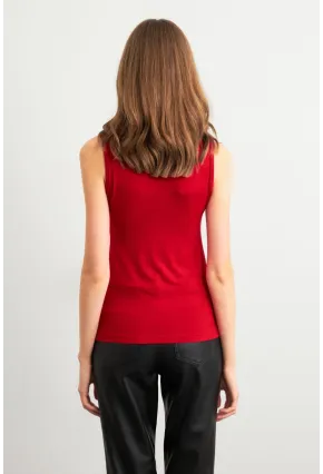 Kadın Kırmızı Omuz Büzgülü Kruvaze Bluz EY3039