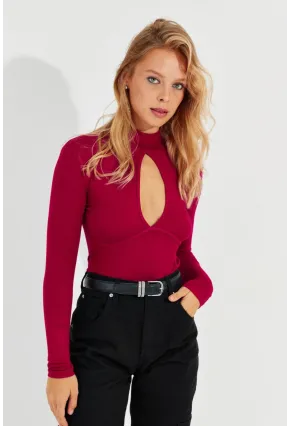 Kadın Kırmızı Önü Damla Bluz LPP1239