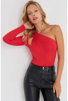 Kadın Kırmızı Tek Kol Bluz EY2675